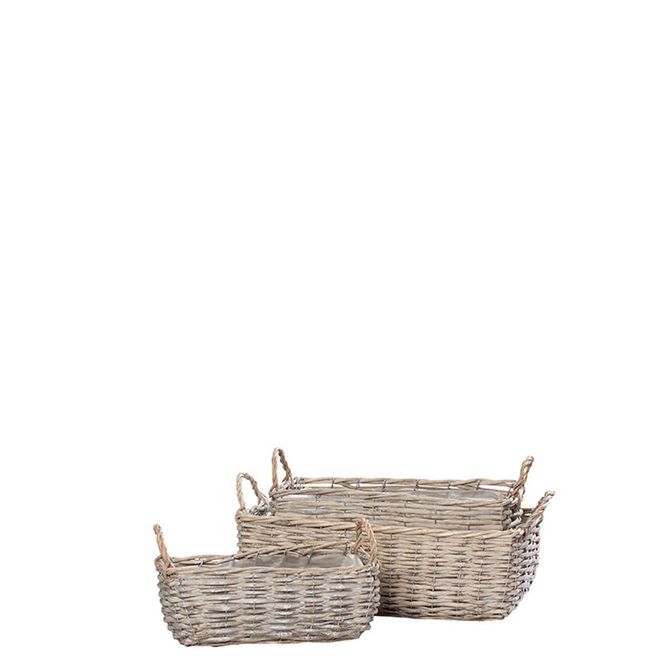 Hovedbilde Flettet kurv, avlang grå 