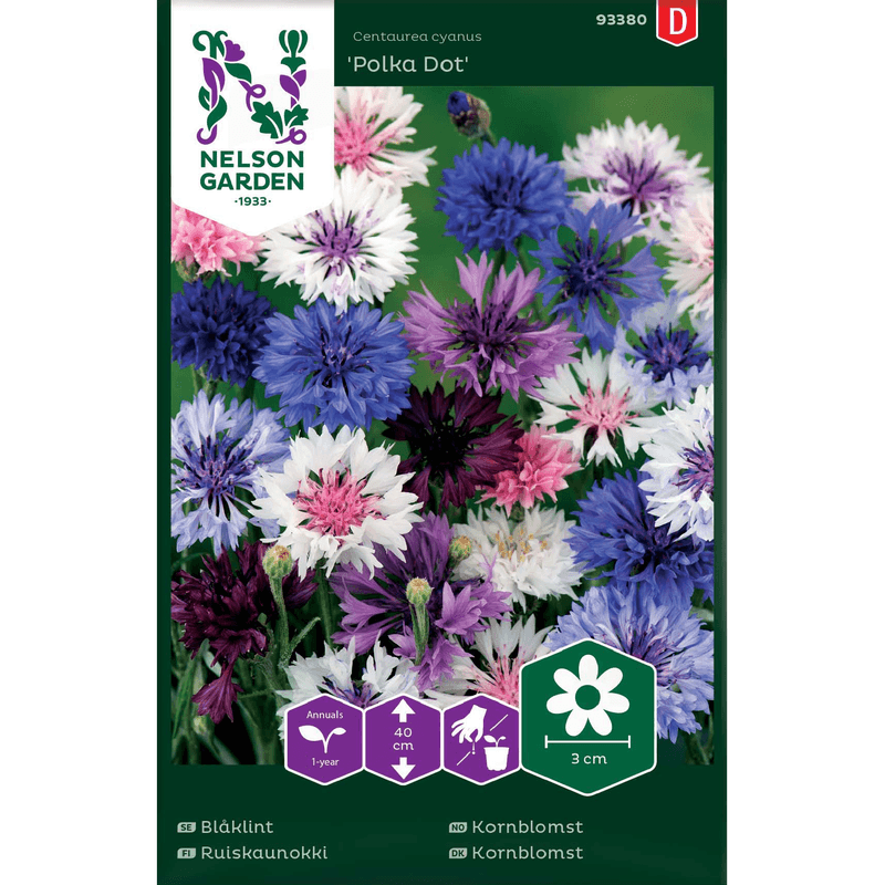 Kornblomst 'Polka Dot' lav, blandende farger